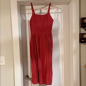 Old Navy Red Textured Midi Dress